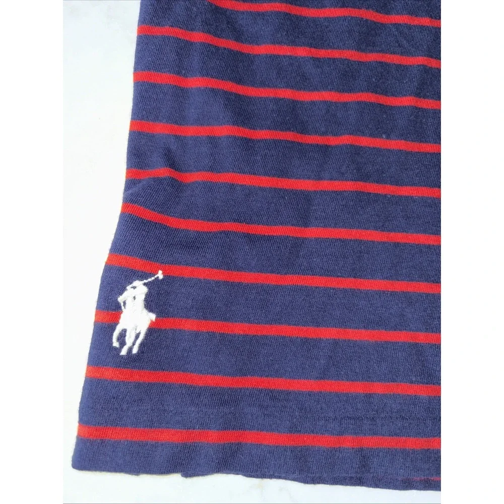 Ralph Lauren Chest Pocket Striped Interlock Knit Shirt Men's Large Cotton Preppy